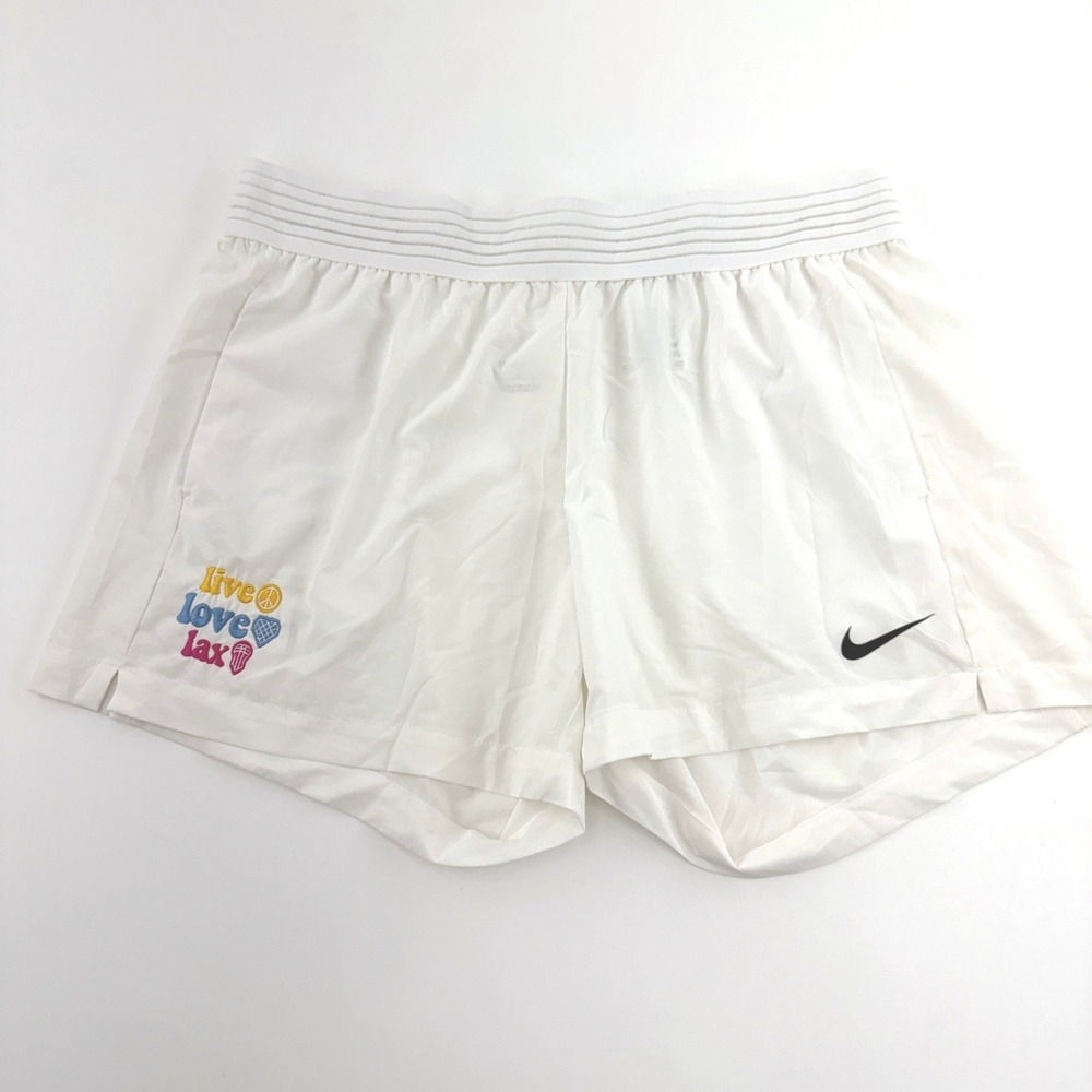 Nike Dri-FIT Live Love Lax Lacrosse Shorts Women's M White CW7268-100